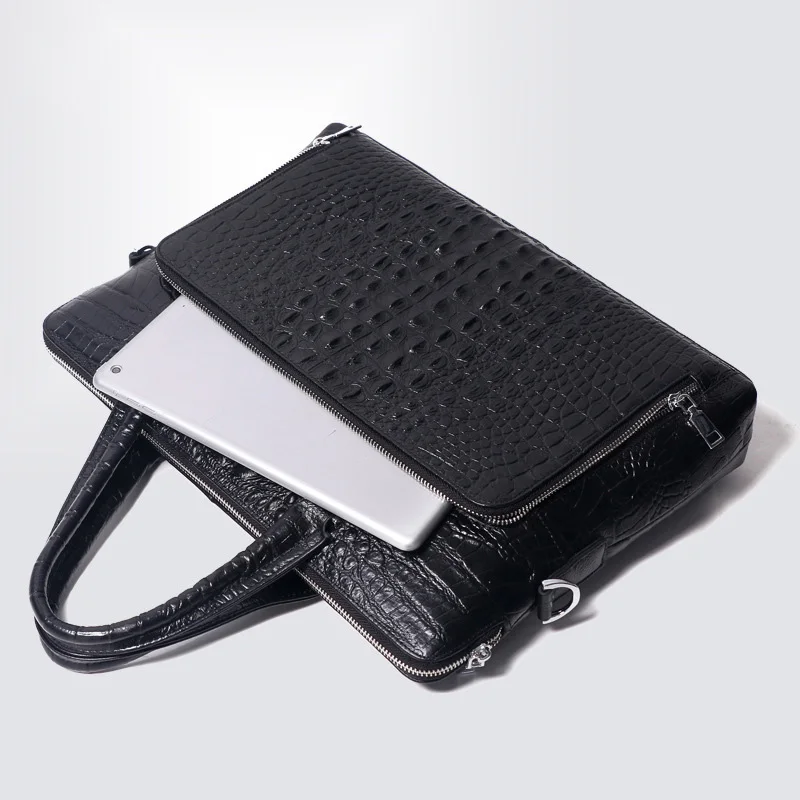 Luxury Crocodile Pattern Men's Briefcase Genuine Leather Handbags Men Business 14