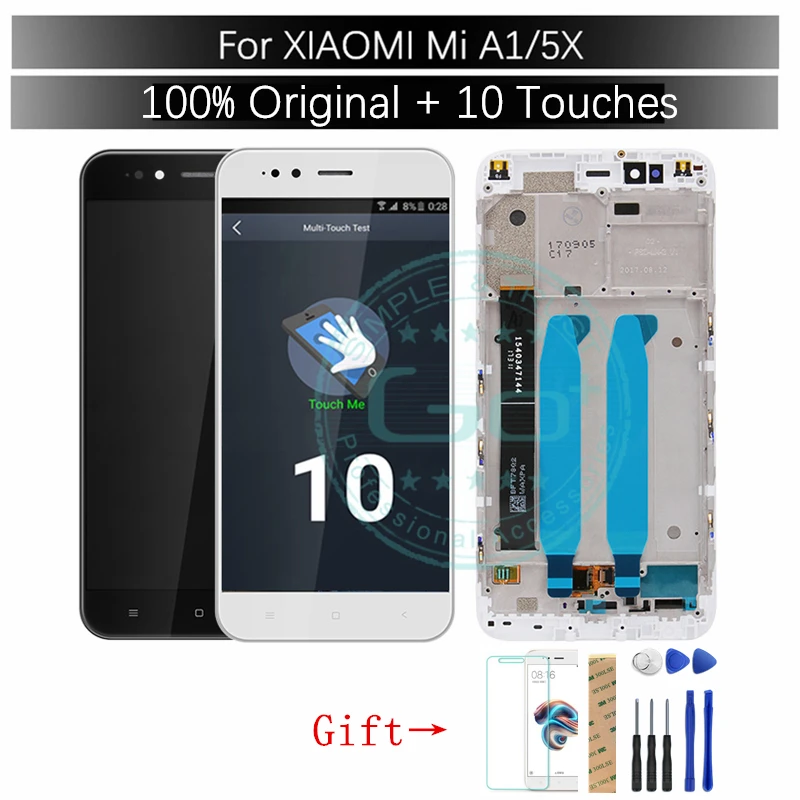 Оригинальный Для Xiaomi Mi A1 ЖК дисплей + рамка сенсорный экран панель для MiA1