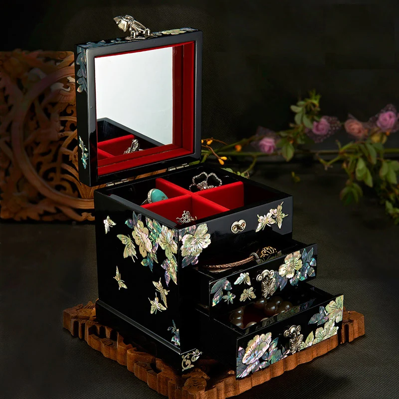 Ручная коробка для хранения Abalone Shell linlaid Lacquerware 12x12x14 см свадебный подарок cajas de