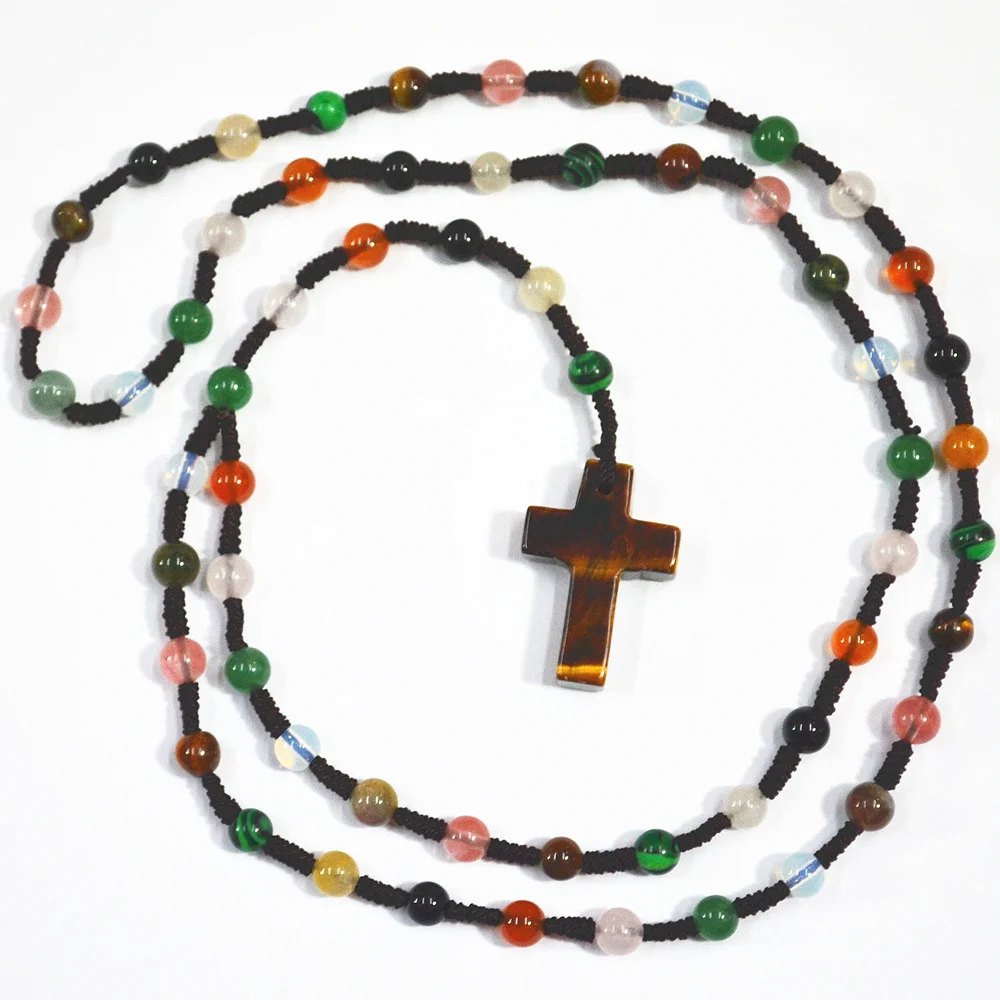 Модное женское ожерелье из Натурального Розового Кварца оникса опала тигрового