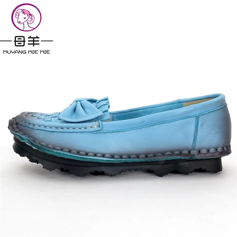 Женская обувь 2018 новые модные туфли на плоской подошве из натуральной кожи