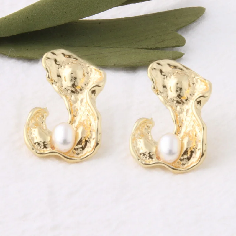 29 NeeFuWoFu Orecchini NEW Geometric Genuine Pearl Drop Earrings for Women Handmade Gold Hollow Freshwater Pearl Pendant Dangle Ear - Окраска металла: 29