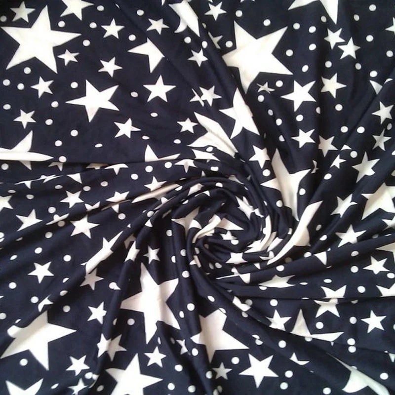 purplish blue print stars prints textile curtain mulberry Spot Roman cloth fabric royalblue stretch printed star knitted fabric