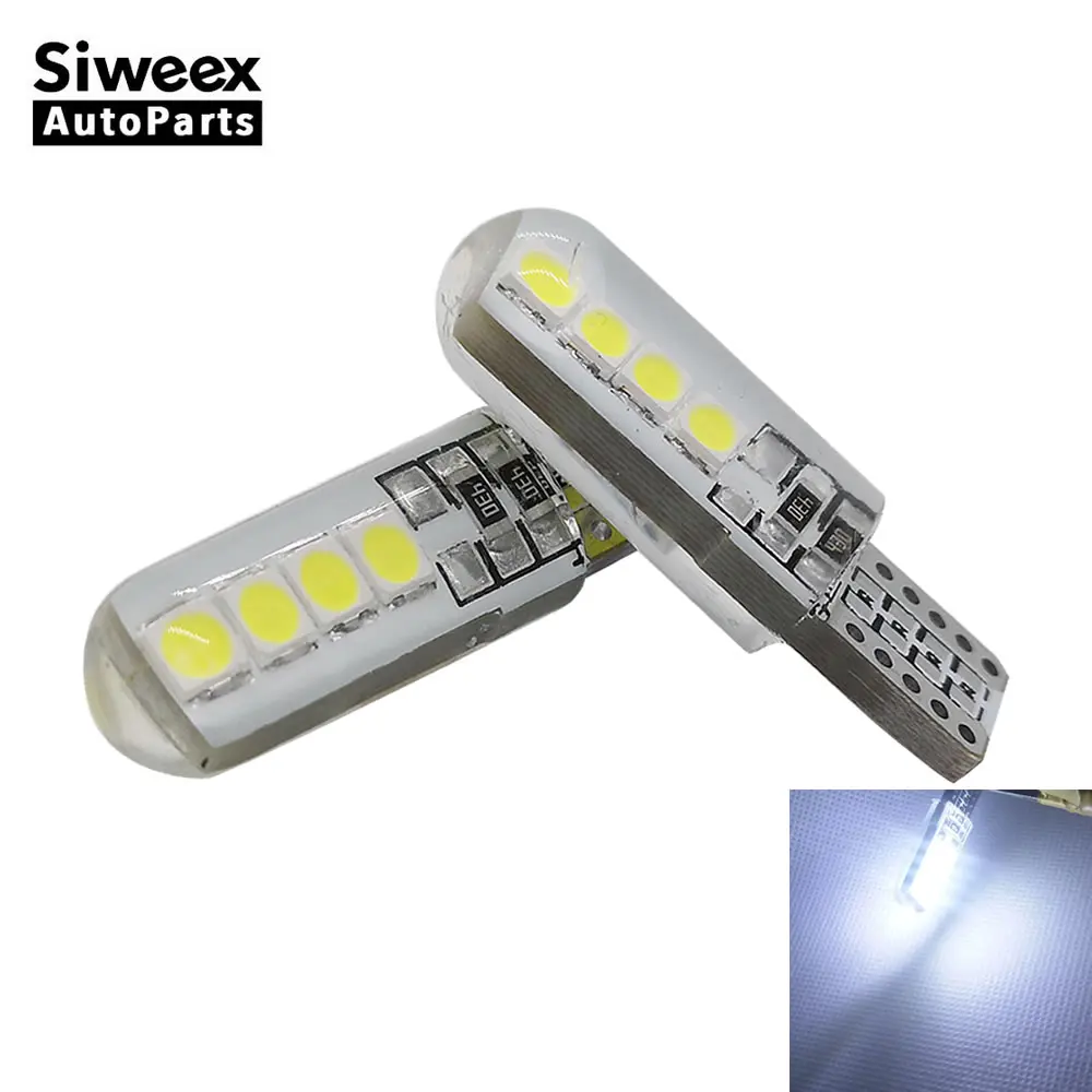 

2Pcs/Lots W5W T10 Car LED Silicone Shell Lights 8 3030 Map Trunk Lamp 168 194 SMD Side Wedge Parking White Bulb 12V