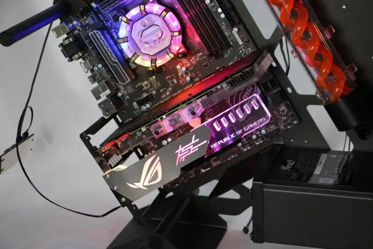 Поддержка графической карты GPU держатель кронштейн VGA Рамка подставка алюминий+ акрил ROG 12V 4PIN RGB/5 V 3PIN ARGB ASUS AURA SYNC Symphony