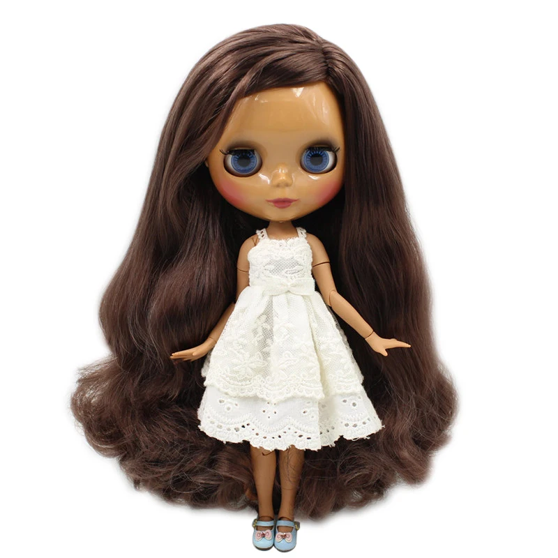Ледяной DBS Blyth кукольные нет. BL0222 Brwon вьющиеся волосы шарнирное тело шоколад кожи
