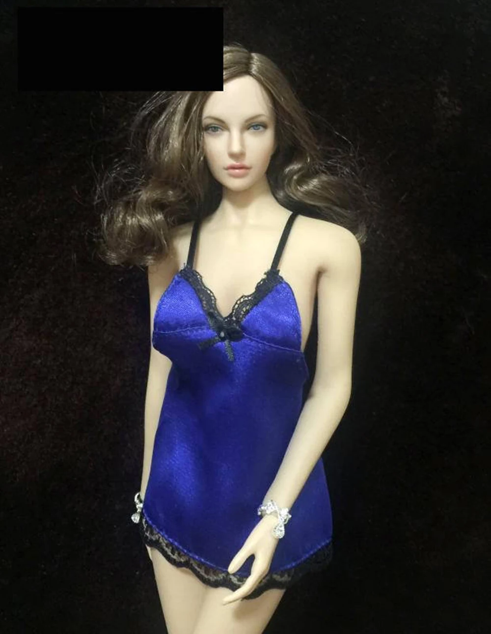 

Sexy 1/6 Scale Female Sexy Blue Pjamas Braces Skirt Dress Clothes For 12" PH Large Bust Figure Silver Age Doll Toys Accessories