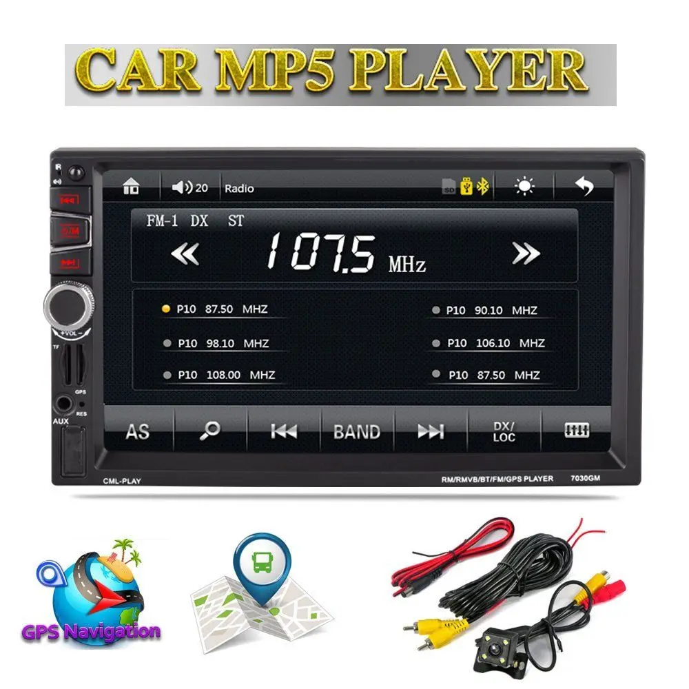 " Навигатор gps навигация автомобильный Радио 2 Din Авторадио Bluetooth USB FM MP5 плеер Сенсорный Экран Задняя камера Аудио 7030GM карта