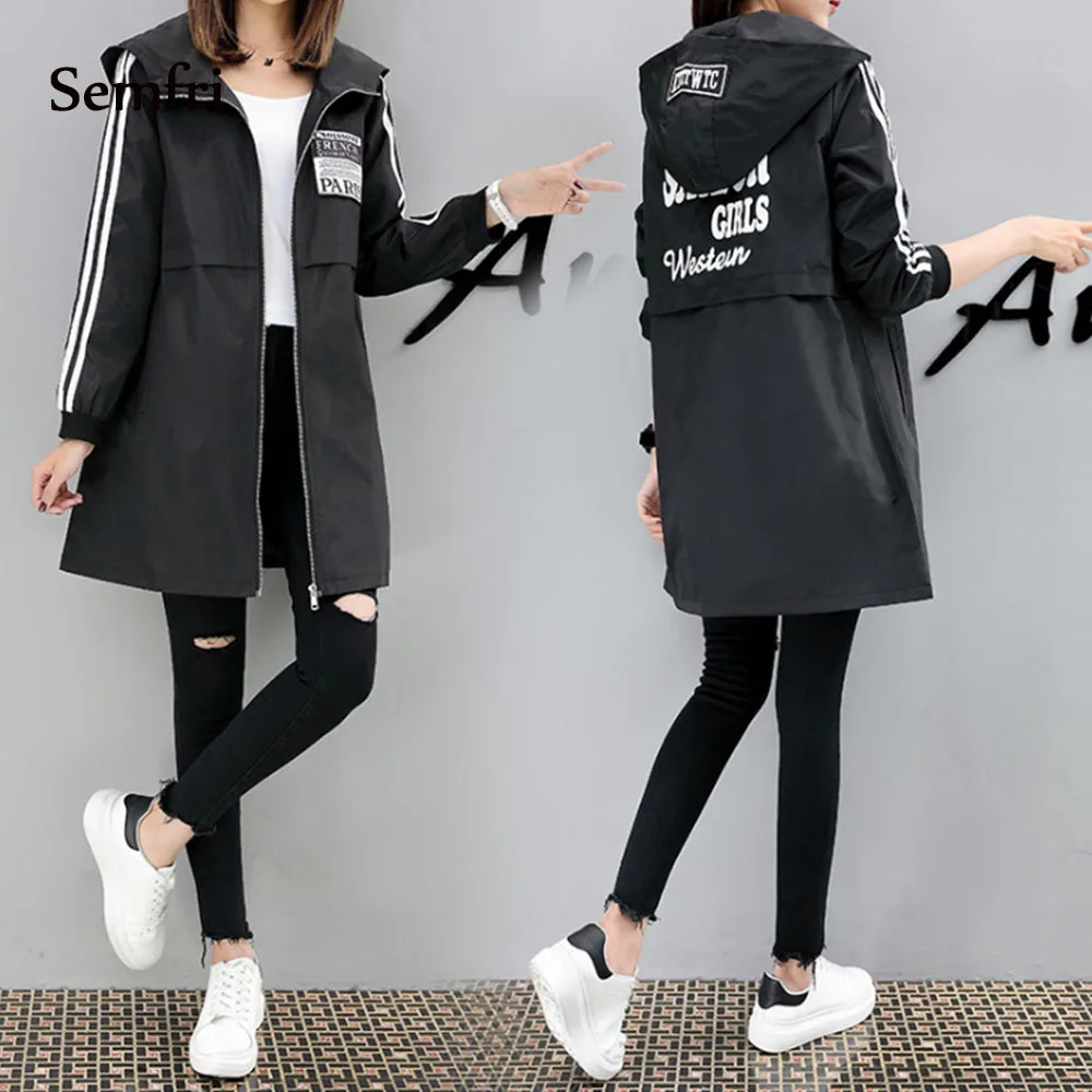 Semfri весна и осень ветрозащитный Новый куртки пальто для женщин модные свободные