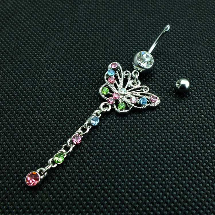 Оптовая продажа модный пирсинг для пупка изящная маленькая бабочка кольцо