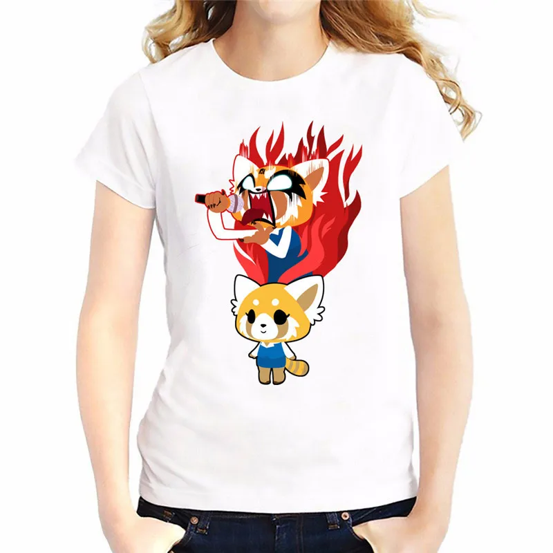 Футболка Aggretsuko женская с аниме кавайная Милая мультяшная модная футболка Harajuku
