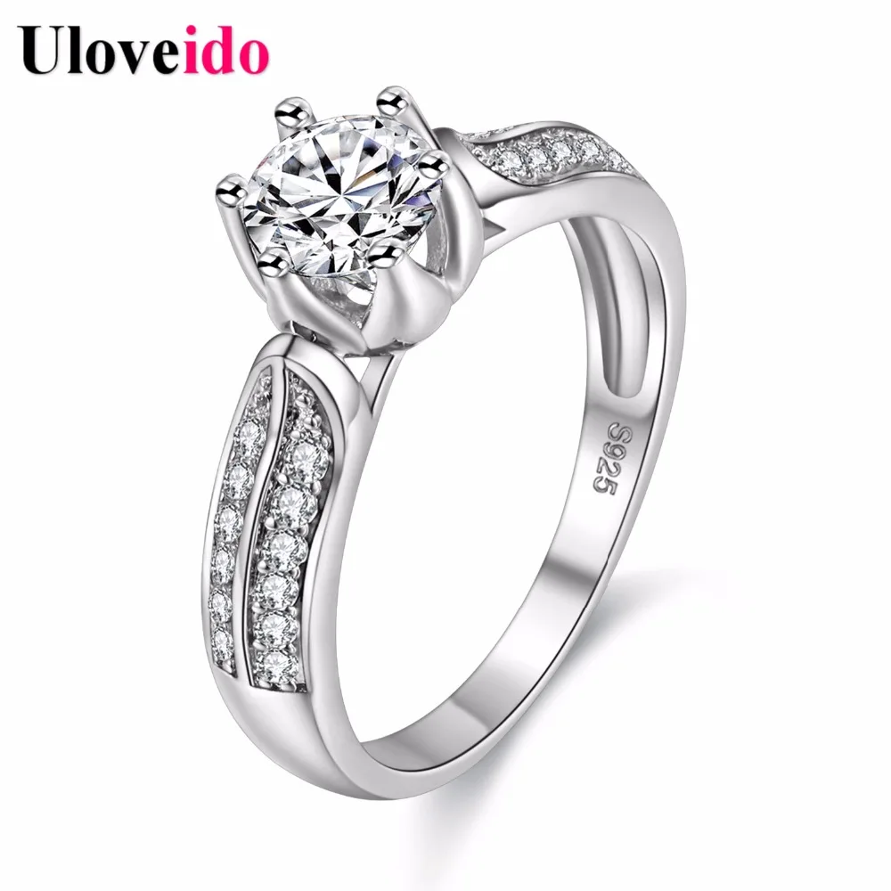 Uloveido скидка 5% обручальные кольца для женщин серебряного цвета с фианитом Корона