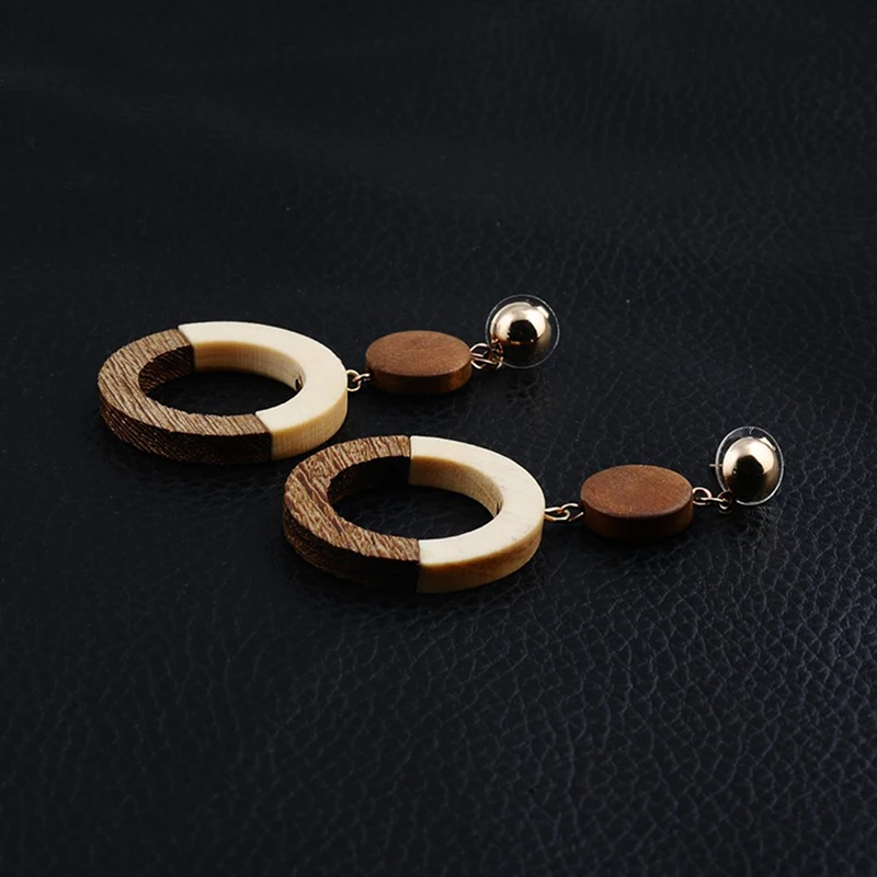 Винтажные деревянные серьги подвески ручной работы 1 пара|Серьги-подвески| |