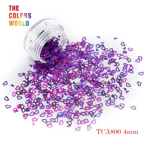 TCA800 50g Tct-050 полые сердца Форма Лазерная красочные Глиттеры для ногтей 4 мм Размеры для ногтей Гели для ногтей украшения Макияж facepaint DIY украшения - Цвет: TCA800 50g