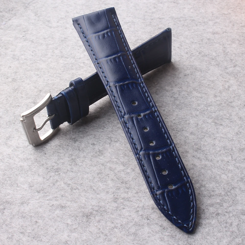 

New Dark Blue Genuine cowhide Leather 22mm 16mm 18mm 19mm 20mm watches strap Belt Watchband Pin Clasp Buckle for wristwatch men