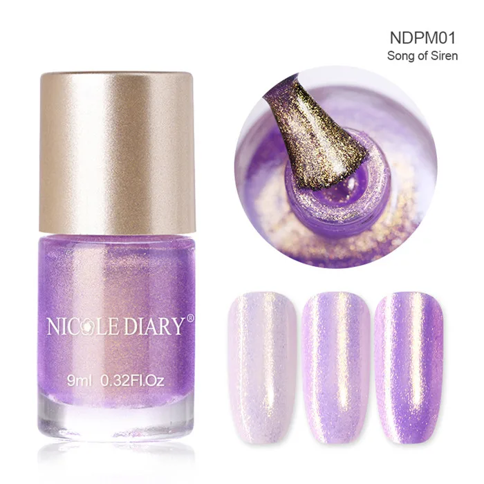 Water Based NDPM01 NICOLE DIARY 9ml Nail Polish Chameleon Metallic Jelly Holographic Polish Shiny Flakies Sequins Manicure Nail Art Lacquer Varnish - Цвет: Water Based NDPM01