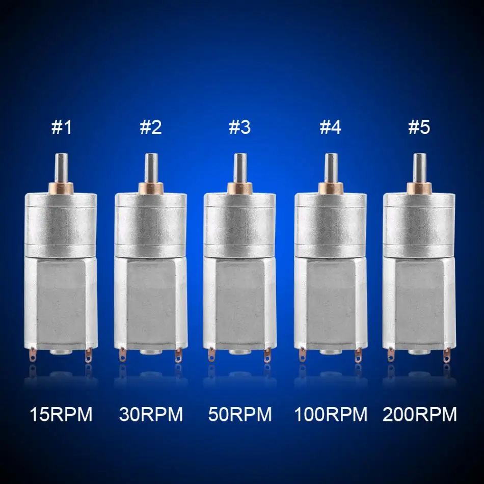 DC 12V высокий крутящий момент Электрический редуктор 15~ 200 об/мин Наружный диаметр 20 мм
