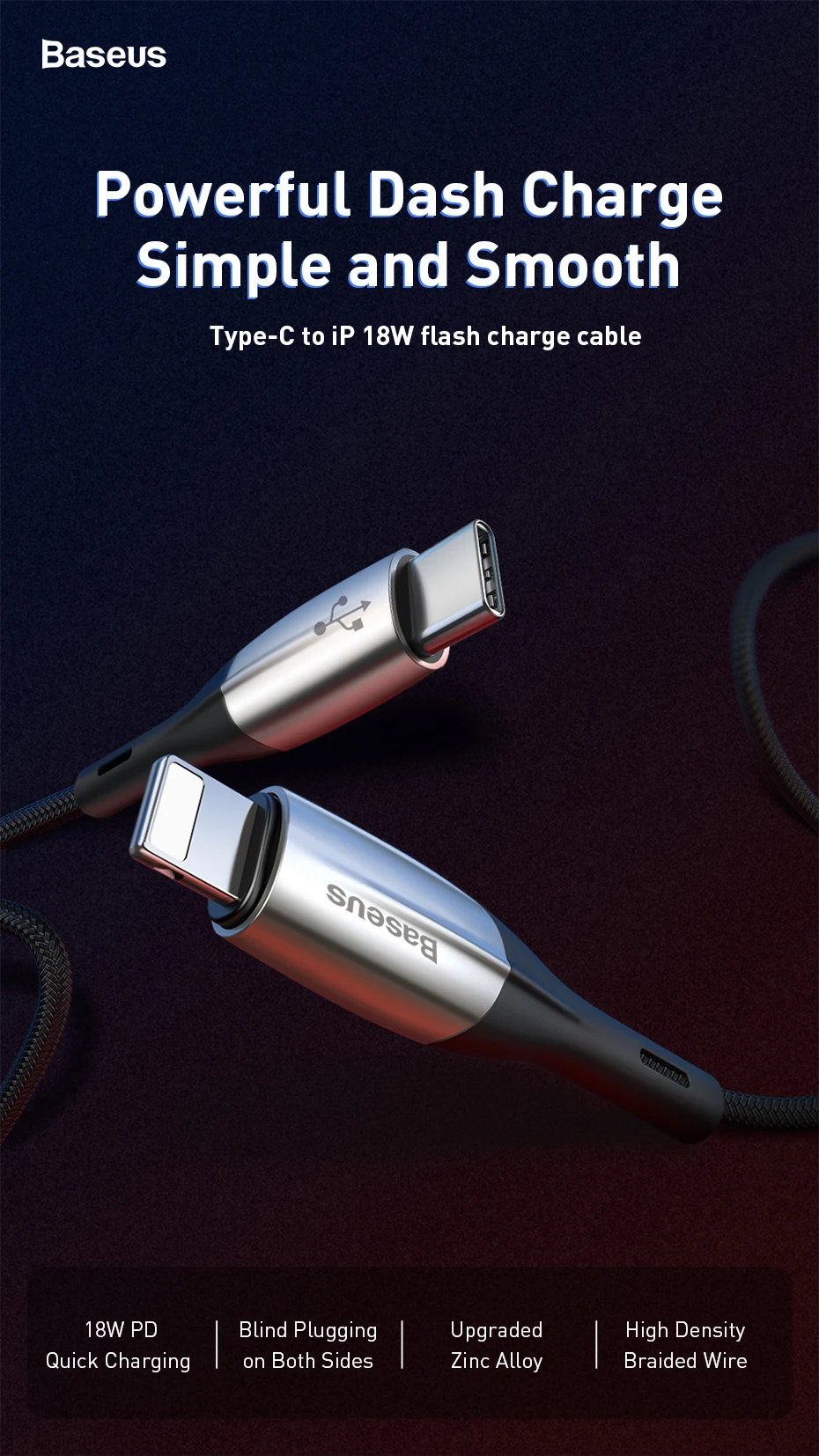Baseus 18 Вт USB кабель type C к ip-порту для iPhone samsung Xiaomi PD кабель для быстрой зарядки USB-C зарядное устройство кабель для мобильного телефона type-C