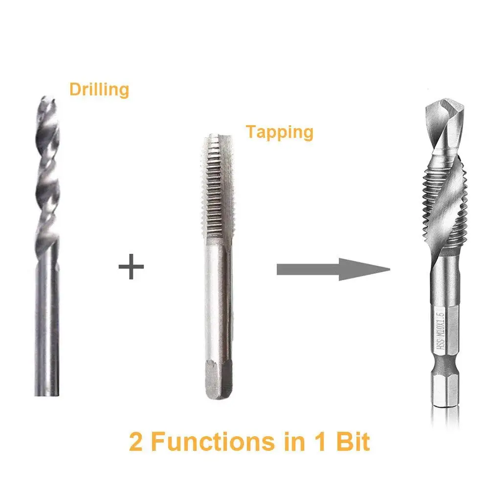 6 шт. Быстросменные шестигранные сверла из быстрорежущей стали 1/4 дюйма |