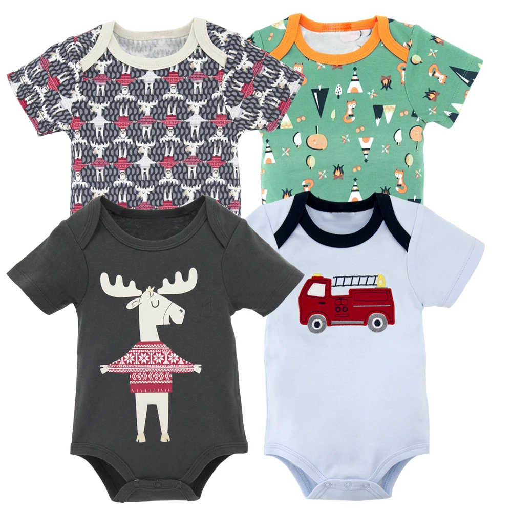 

Kavkas Baby Girl Rompers 4pcs Cotton Summer Short Sleeve Newborn Baby Boy Clothing Set Roupa De Bebes Infantil Baby Knit Romper