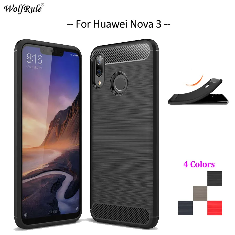 Чехол для телефона из углеродного волокна Huawei Nova 3 мягкий защитный чехол ТПУ