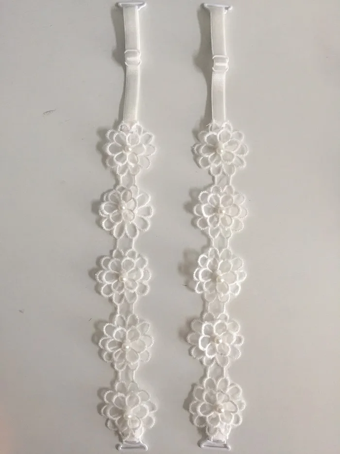 White flower 7 Декоративный милый большой цветок жемчужный кружевной бюстгальтер с бретельками Сменный пояс для нижнего белья женский интимный бюстгальтер аксессуары бретельки - Цвет: White flower 7