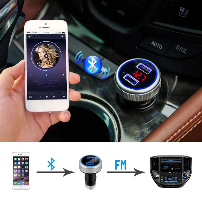 Быстрое Зарядное Устройство Новый Адаптер Bluetooth FM Передатчик Автомобильный Mp3