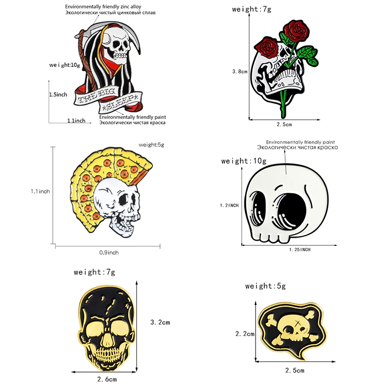 Bargain Price Skull Pins Punk style Halloween Dead Skeleton Brooch Enamel Pin Skull lovers Bag Clothes Decoration Badge Jewelry