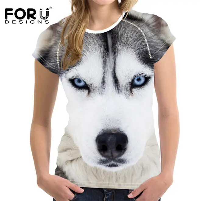 FORUDESIGNS/женская футболка с 3D принтом мопса, Европейская летняя футболка для женщин/девочек с забавными животными, крутая Новинка, футболка с коротким рукавом, топы, одежда - Цвет: 3119BV