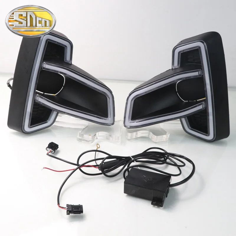 B Type Для Toyota Hilux Revo Rocco DRL светодиодный дневные ходовые огни Diglight 12 В ABS противотуманная фара с желтым сигналом поворота - Цвет: B Type