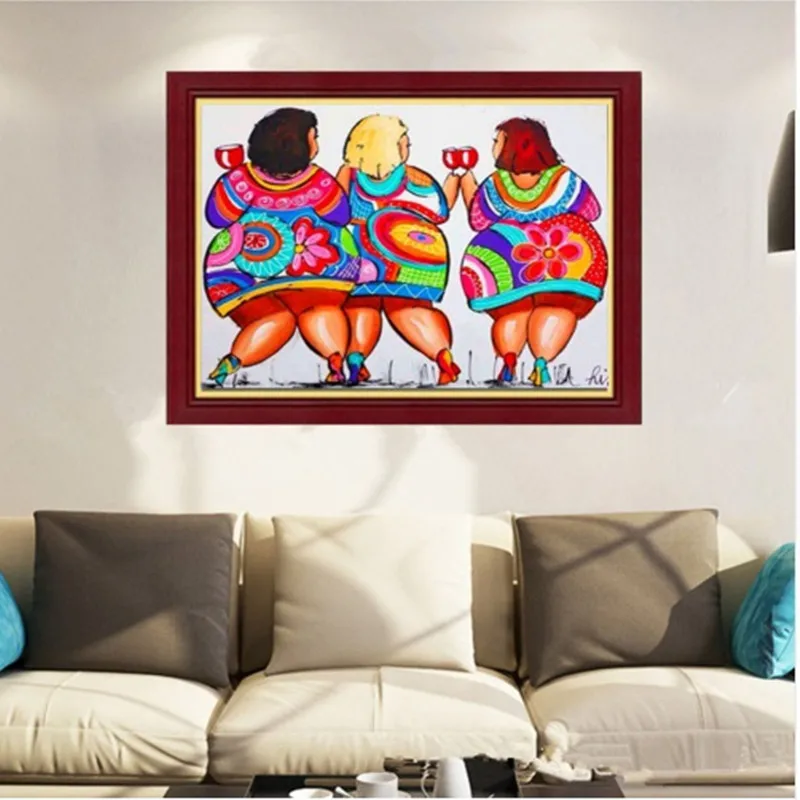 Full square Drill 5D DIY Diamond Painting&quotSexy fat woman&quot3D diamond Embroidery Party drinking red wine Cross Stitch Mosaic Decor | Дом и