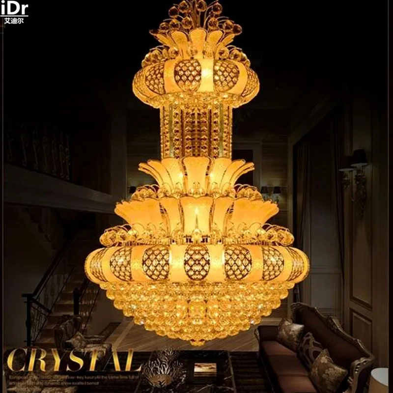 Теперь Золотой зал фара Дом пол большой отель проект светодиодная люстра вилла