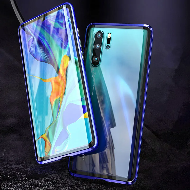 Полный Магнитный чехол LUPHIE 360 для huawei mate 20 Pro P30 Передние Задние стеклянные Чехлы |