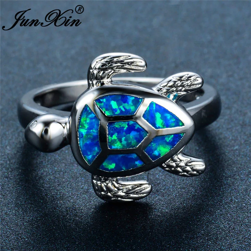 Комплект из колье и кольца с голубым огненным опалом | Украшения аксессуары