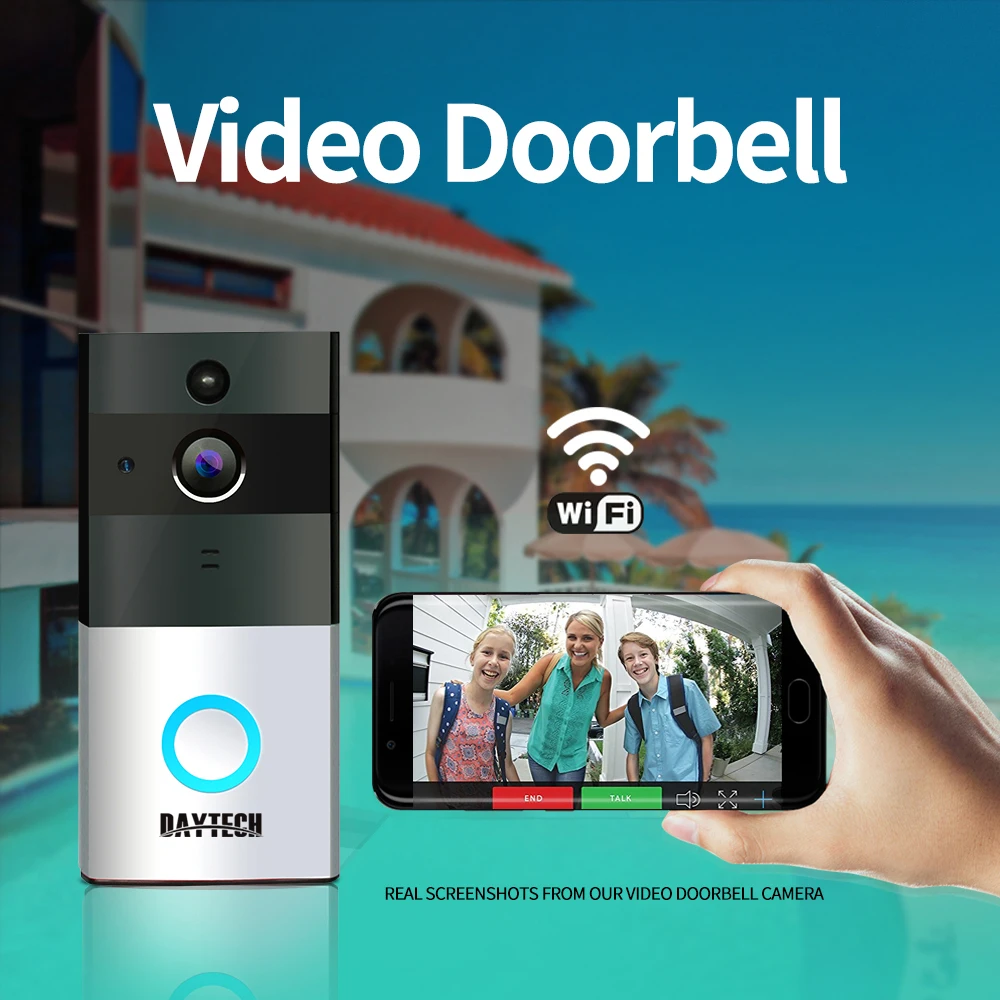 DAYTECH беспроводной видео дверной звонок камера Wi-Fi 720P HD IP PIR датчик движения