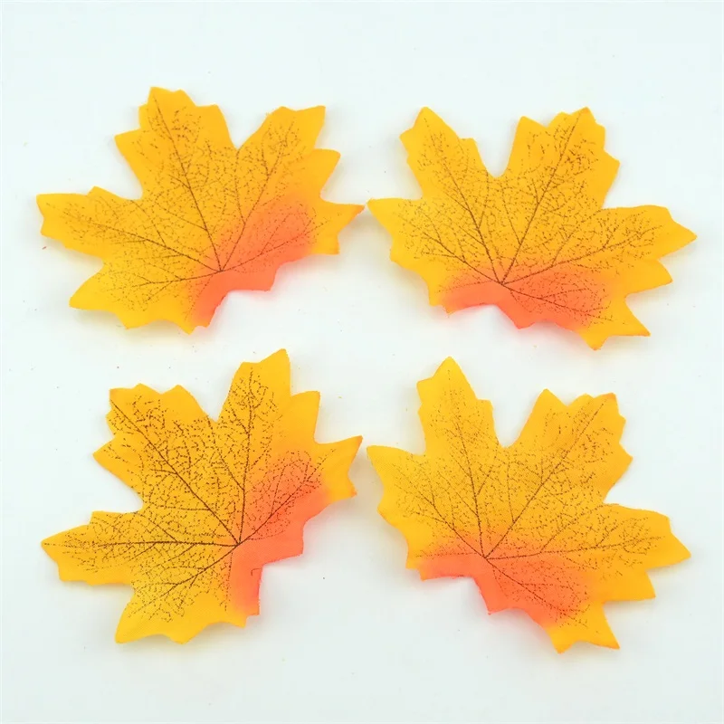 yellow red 100 шт Искусственные Шелковые кленовые листья для дома, свадебные украшения, скрапбукинг, ремесло, разноцветные осенние яркие искусственные листья цветов - Цвет: yellow red