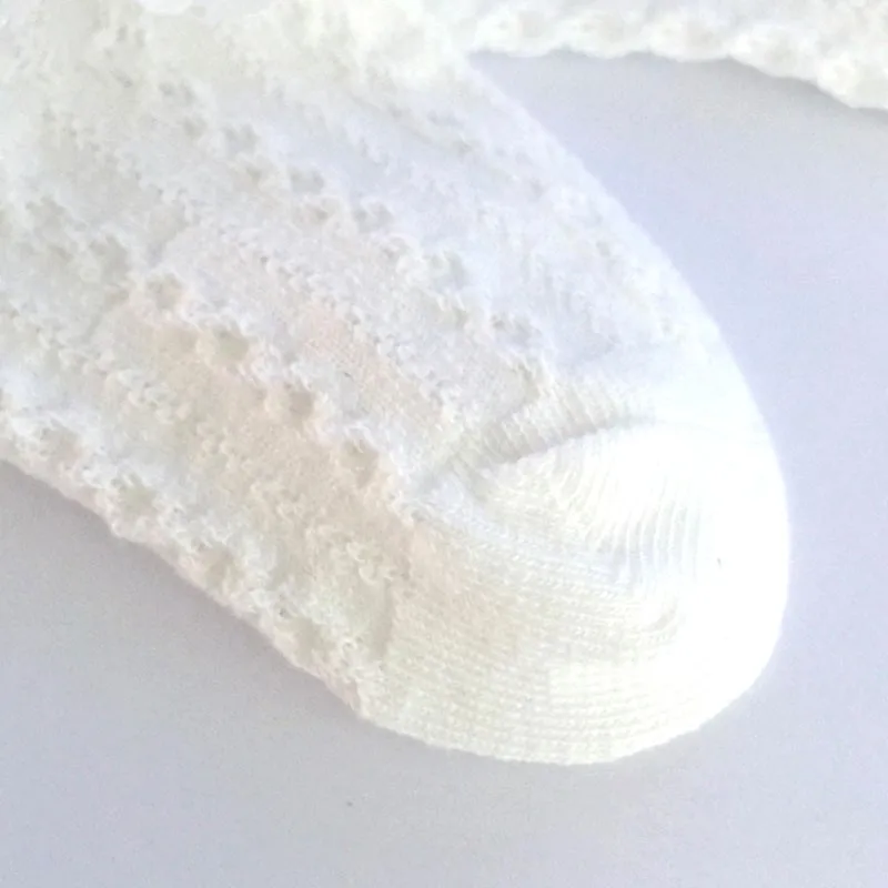 Носки для новорожденных детей белый розовый Шнуровка с бантиком из хлопка милый