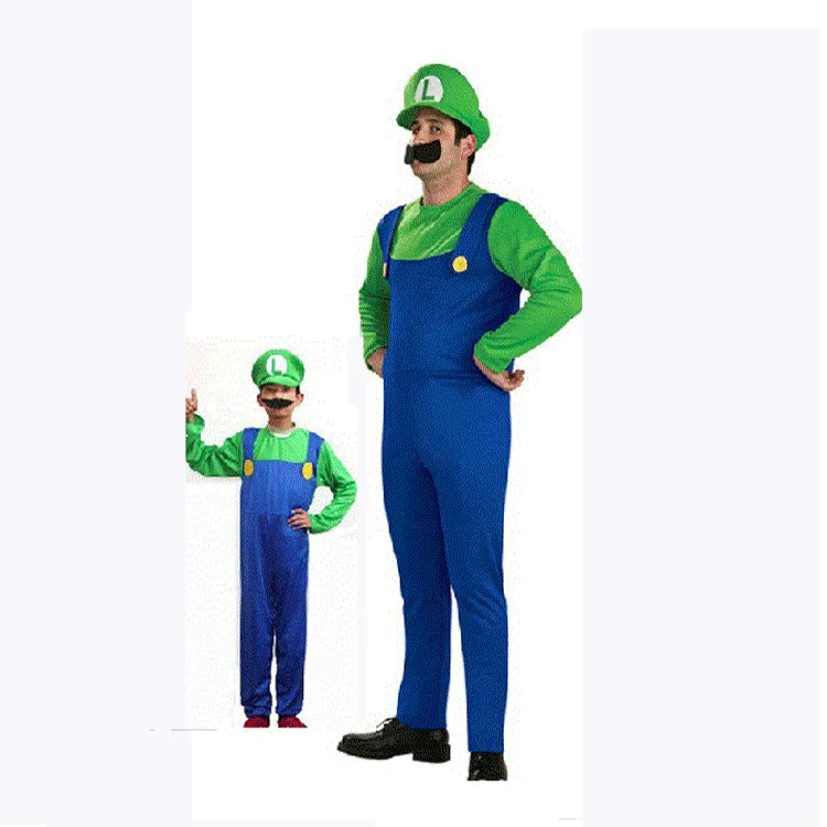 Супер друзья Марио и Луиджи Косплей Хэллоуин костюм для детей взрослых забавные