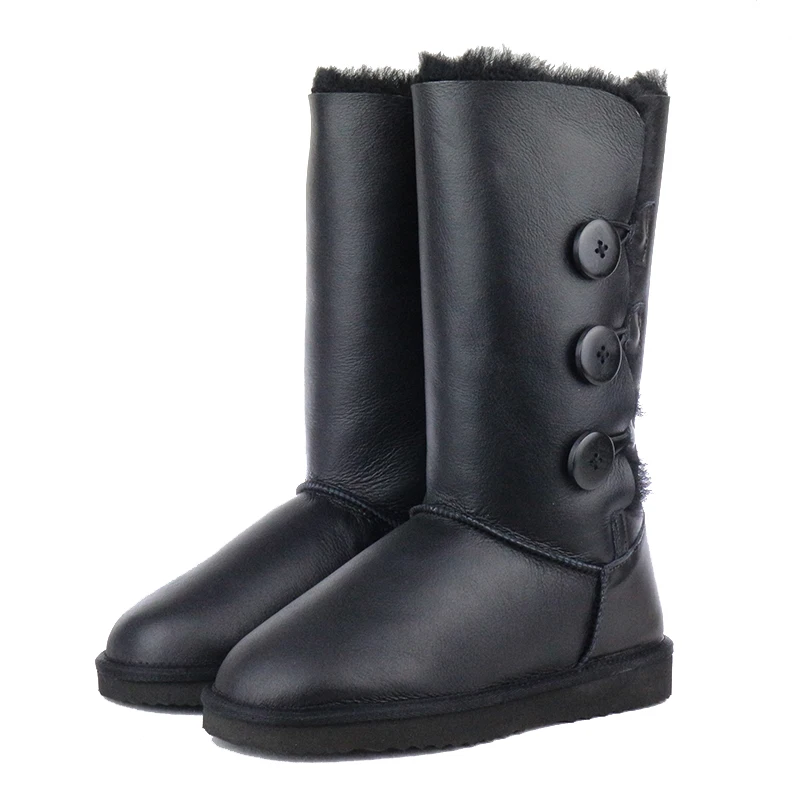 Зимние сапоги на натуральном меху; Mujer Botas; водонепроницаемые зимние сапоги из натуральной овечьей кожи; теплые шерстяные высокие сапоги для женщин