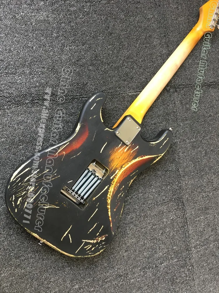 Новинка 2019 мощная электрическая гитара Relic black over Sunburst Высококачественная Joe Strummer