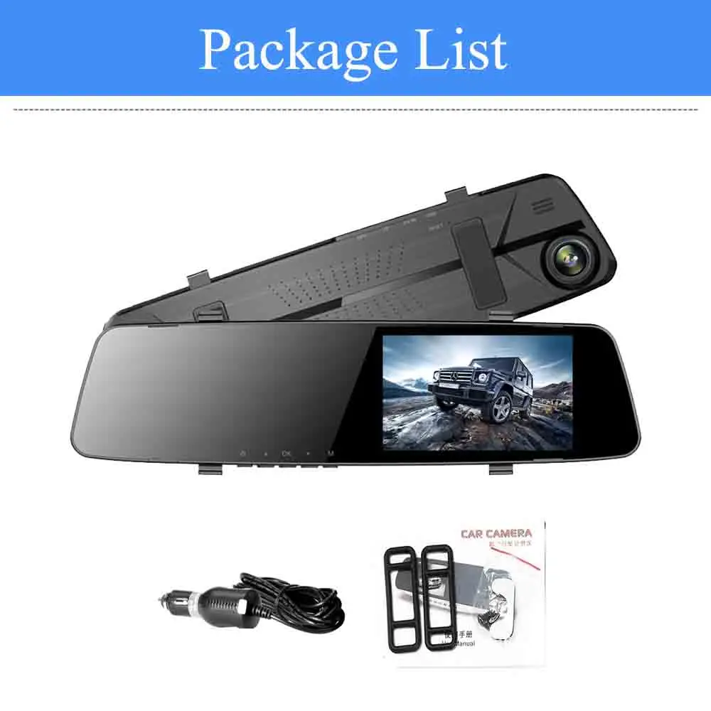 without rear camera 4,3 дюймов, 1080 P, Автомобильное зеркало заднего вида, Автомобильный видеорегистратор, full HD, 1080 p, видеорегистратор для вождения автомобиля, камера заднего вида, два объектива, видеорегистратор - Название цвета: without rear camera