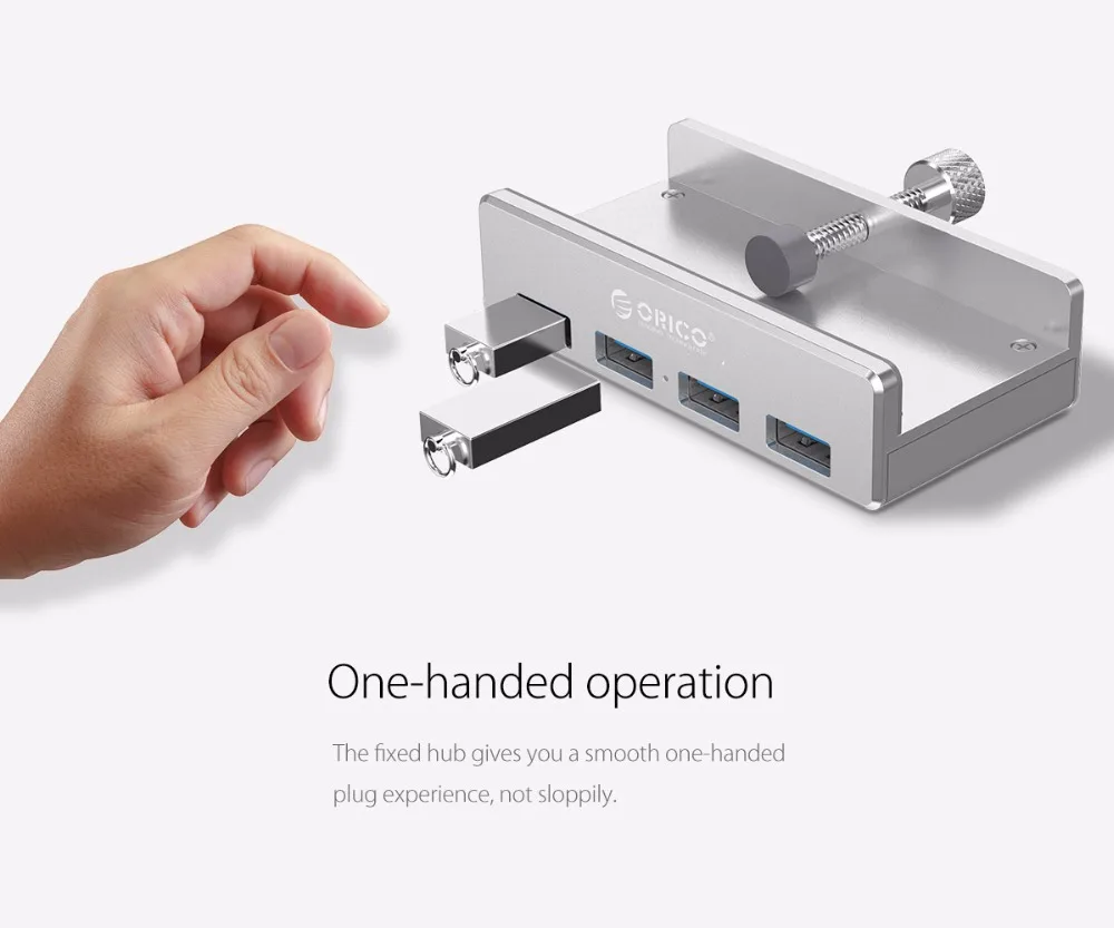 ORICO MH4PU алюминиевый 4 порта USB 3,0 зажим-тип концентратор для настольного ноутбука Диапазон зажима 10-32 мм с 100 см Дата кабель-серебро