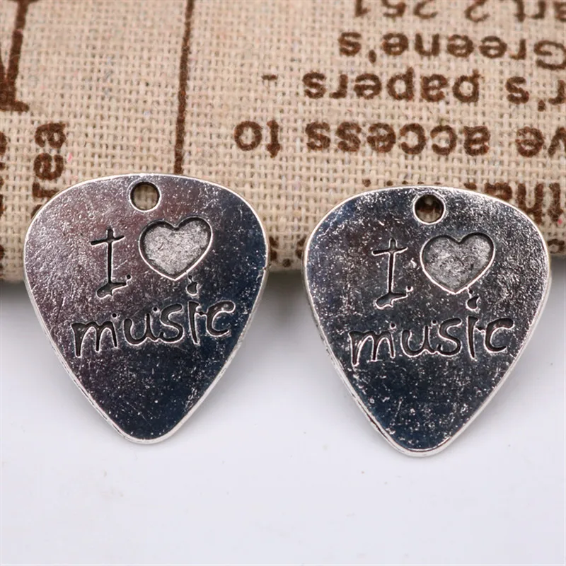 Подвески в стиле панк Я люблю музыку серебристые для ожерелья браслета