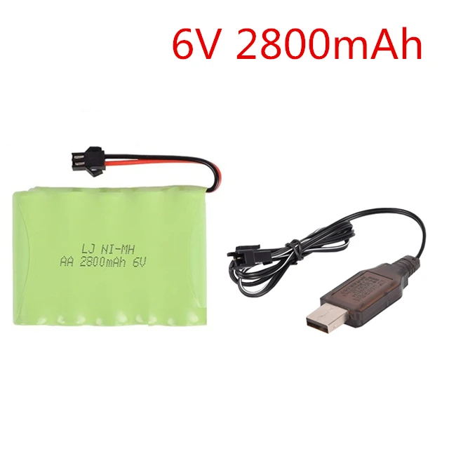 6V 700 mah/1800 mAh/2800 mah Ni-MH AA аккумуляторная батарея+ usb зарядное устройство SM-2P Разъем для RC автомобиля RC грузовик RC Танк RC лодка