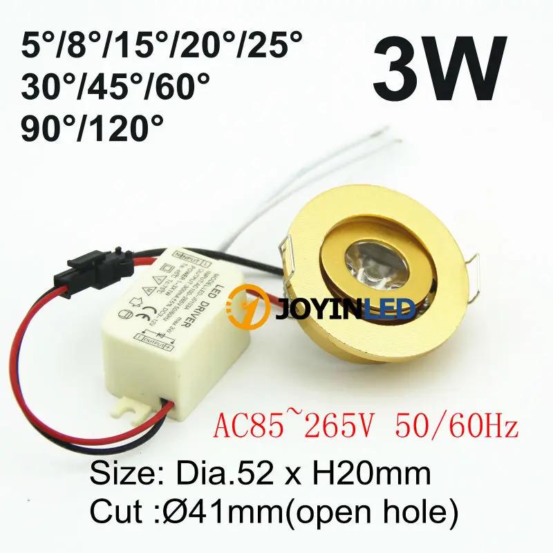 Регулируемая Мини-светодиодная лампа 3 Вт золотистая/Серебристая/белая/черная 10