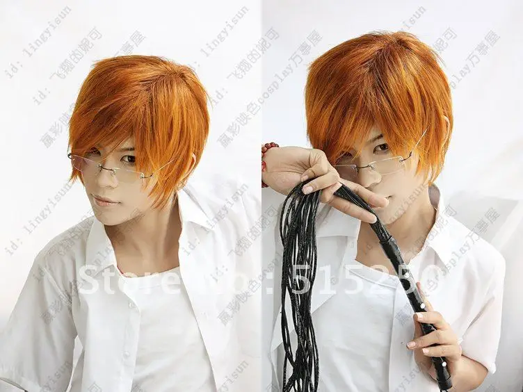 New Short Orange Cosplay Party Wig +weaving cap(gift) |