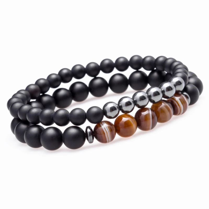 Striped Lucky Gem модные матовые полосатые бусины мантра молитва браслет Будда из бусин для женщин и мужчин гематит мужской браслет - Окраска металла: Striped