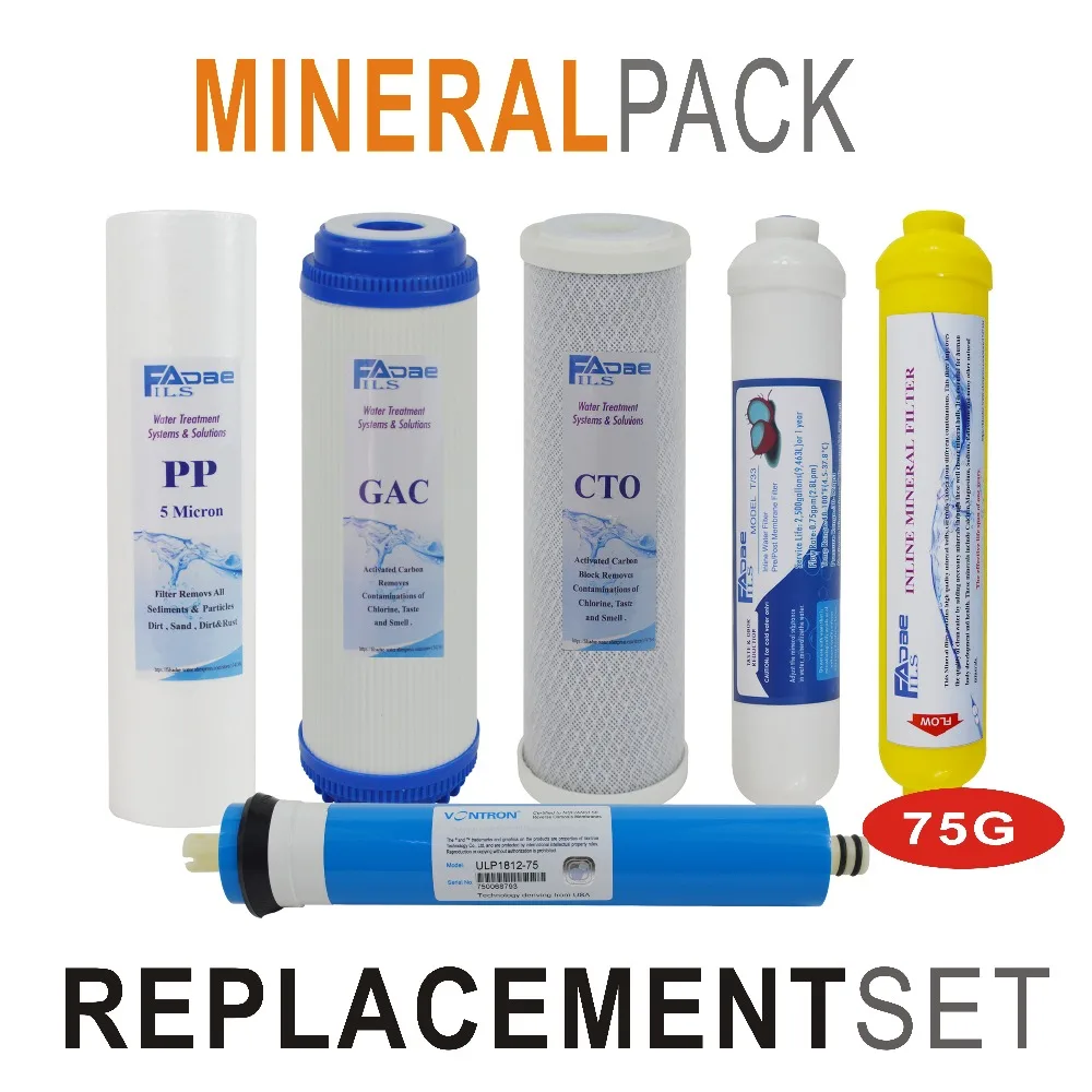 

Комплекты фильтров для минерализации системы обратного осмоса (обратного осмоса)-6 фильтров с мембранным элементом обратного осмоса 75 GPD