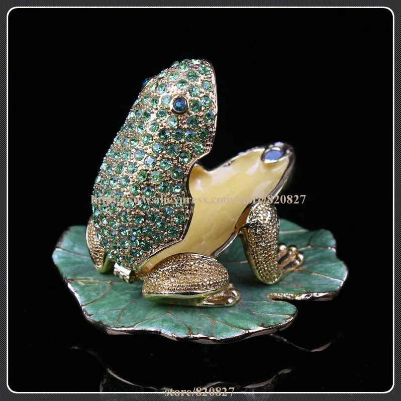 Лягушка на лотоса шкатулка для драгоценностей Коллекционная Хрустальная
