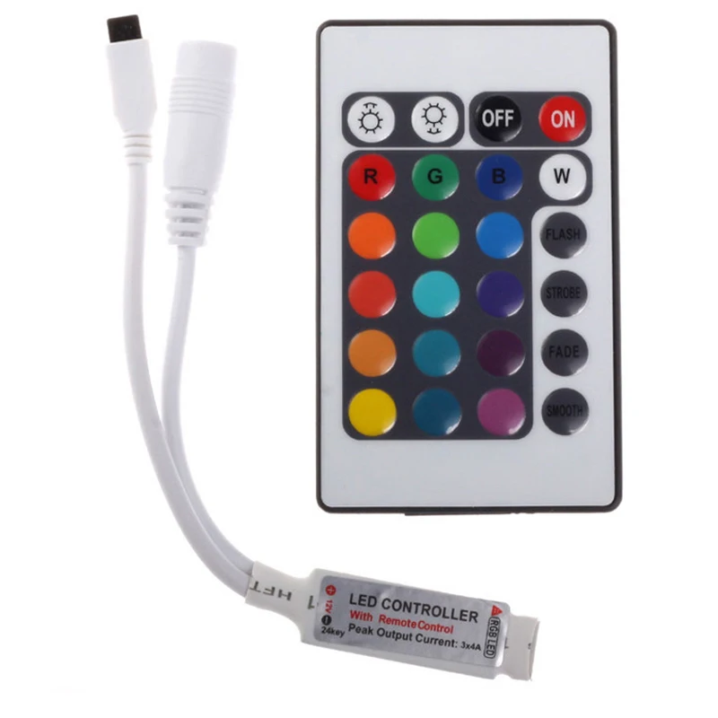 Светодиодная лента RGB 5 м 300 светодиодов 3528 SMD + 24Key ИК пульт дистанционного